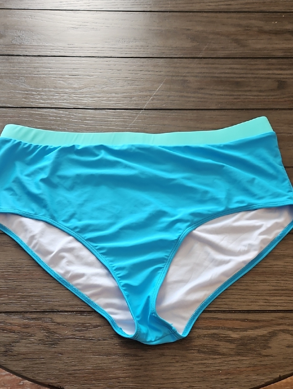 Two-Tone Aqua & Mint High-Waist Bikini Bottom